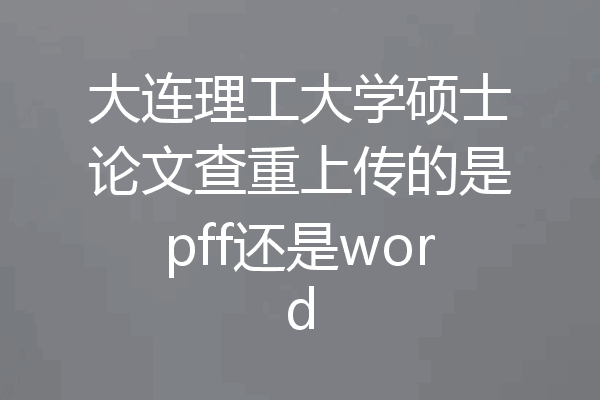 大连理工大学硕士论文查重上传的是pff还是word