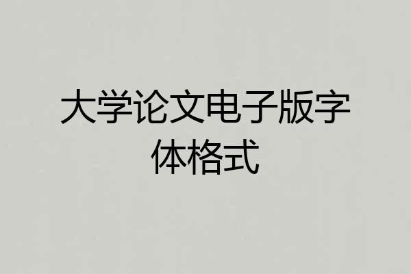 大学论文电子版字体格式