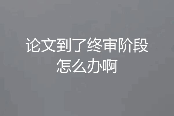 论文到了终审阶段怎么办啊