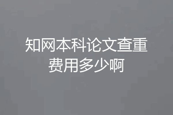 知网本科论文查重费用多少啊