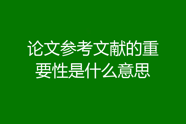论文参考文献的重要性是什么意思
