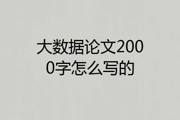 大数据论文2000字怎么写的