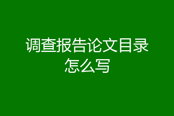 调查报告论文目录怎么写