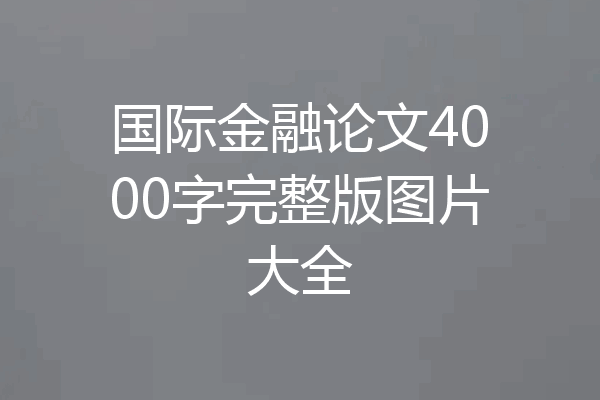 国际金融论文4000字完整版图片大全