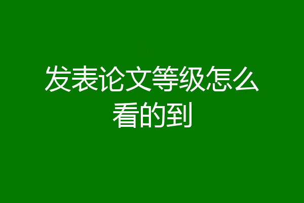 发表论文等级怎么看的到