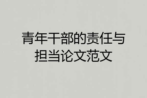 青年干部的责任与担当论文范文