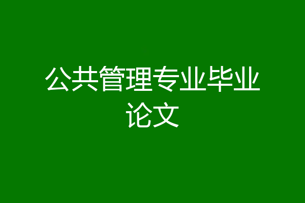 公共管理专业毕业论文