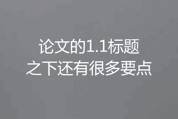 论文的1.1标题之下还有很多要点