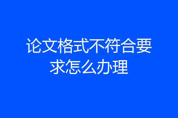 论文格式不符合要求怎么办理