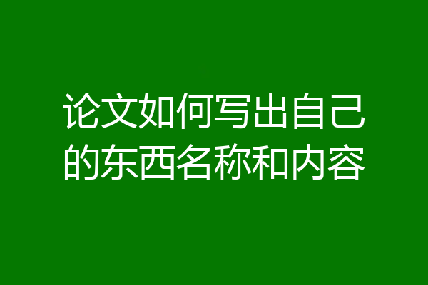 论文如何写出自己的东西名称和内容