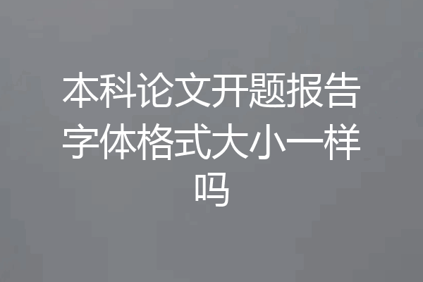 本科论文开题报告字体格式大小一样吗