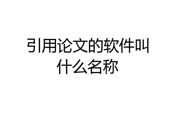 引用论文的软件叫什么名称