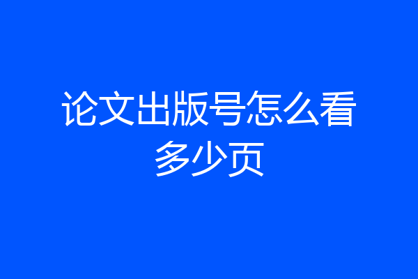 论文出版号怎么看多少页