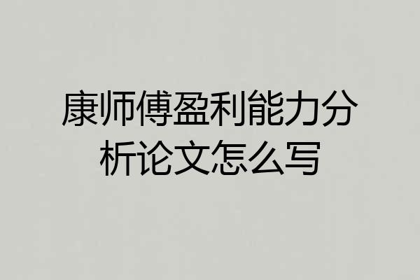 康师傅盈利能力分析论文怎么写
