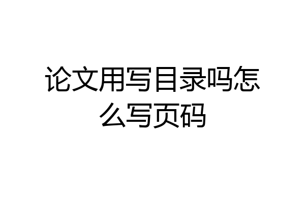 论文用写目录吗怎么写页码