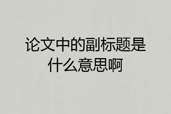 论文中的副标题是什么意思啊