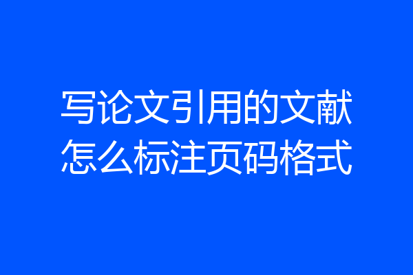 写论文引用的文献怎么标注页码格式