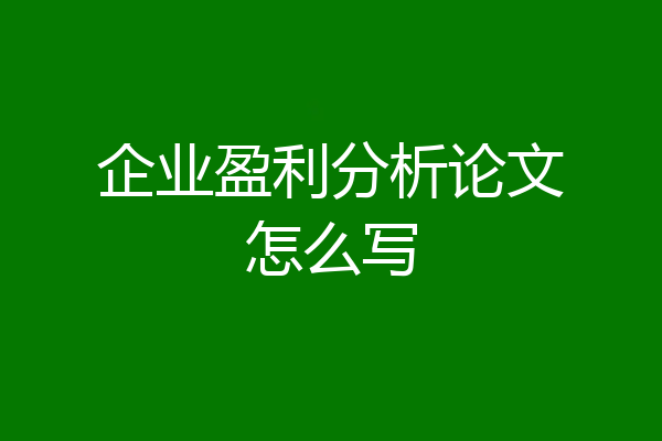 企业盈利分析论文怎么写