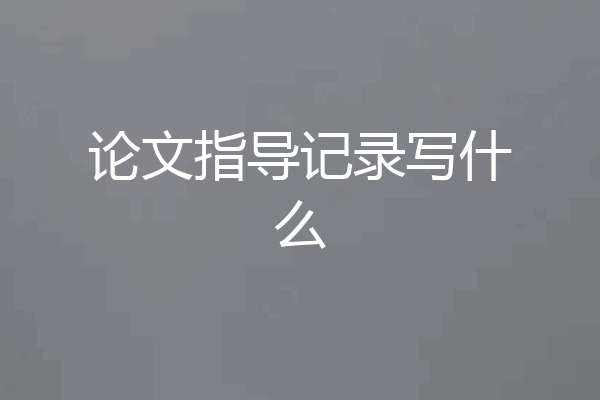 论文指导记录写什么