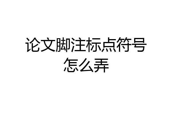 论文脚注标点符号怎么弄