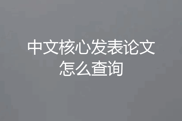 中文核心发表论文怎么查询