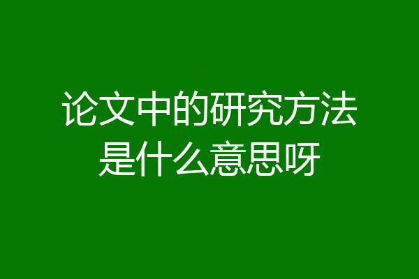 论文中的研究方法是什么意思呀