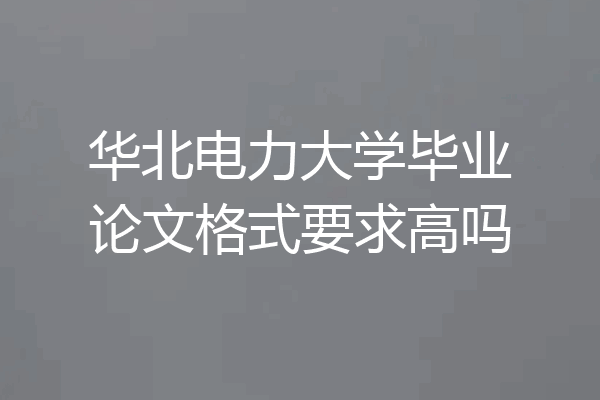 华北电力大学毕业论文格式要求高吗