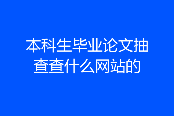 本科生毕业论文抽查查什么网站的