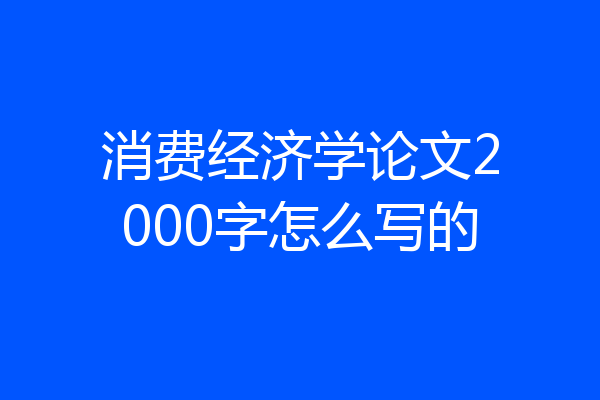 消费经济学论文2000字怎么写的
