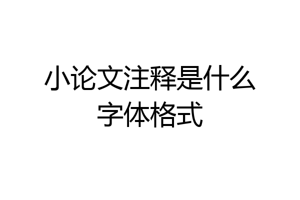 小论文注释是什么字体格式