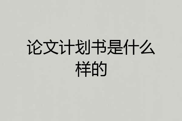 论文计划书是什么样的