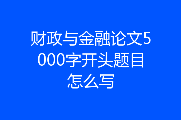 财政与金融论文5000字开头题目怎么写