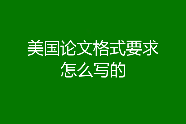 美国论文格式要求怎么写的