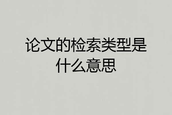 论文的检索类型是什么意思