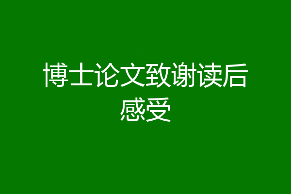 博士论文致谢读后感受