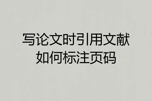 写论文时引用文献如何标注页码