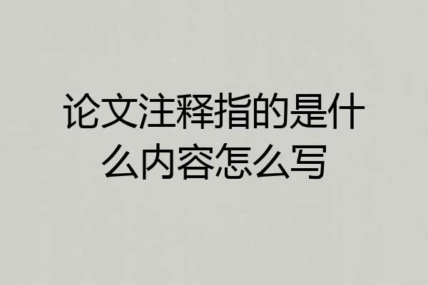 论文注释指的是什么内容怎么写