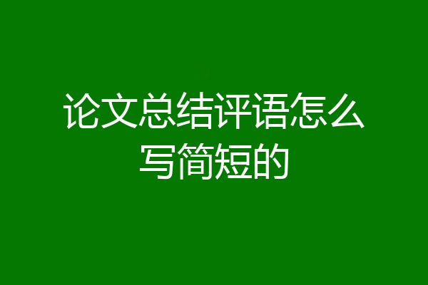 论文总结评语怎么写简短的