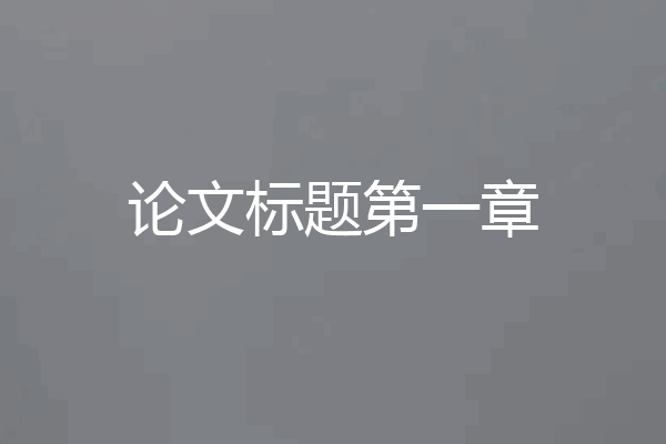 论文标题第一章