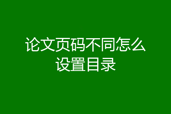 论文页码不同怎么设置目录