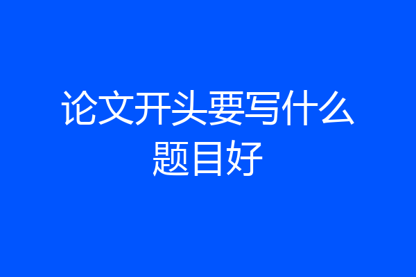 论文开头要写什么题目好