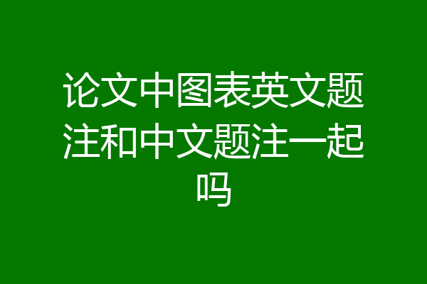 论文中图表英文题注和中文题注一起吗