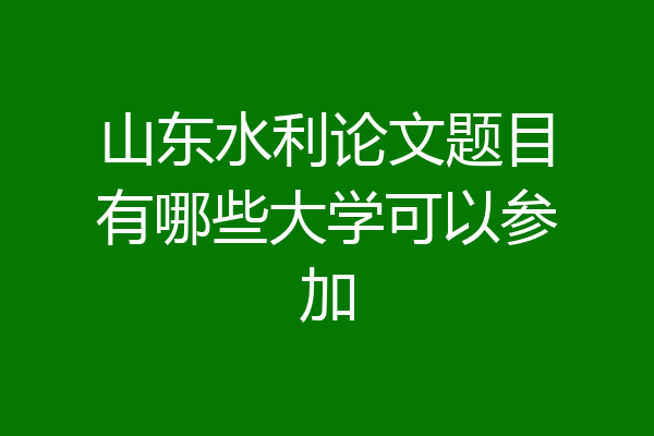 山东水利论文题目有哪些大学可以参加