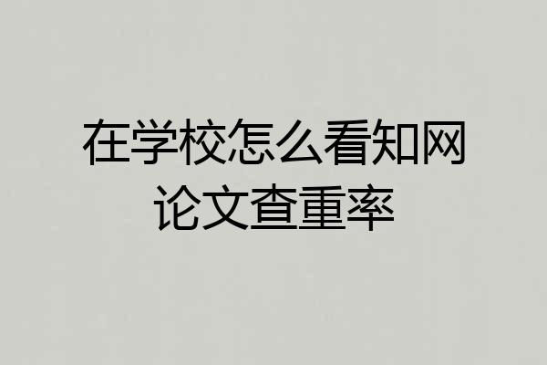 在学校怎么看知网论文查重率