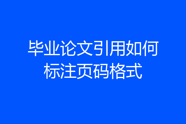 毕业论文引用如何标注页码格式