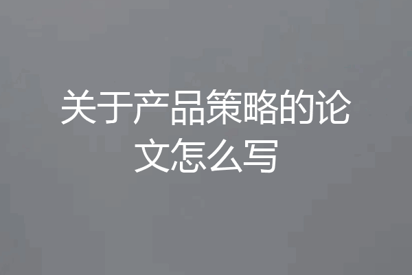 关于产品策略的论文怎么写