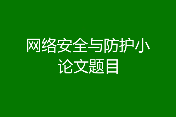 网络安全与防护小论文题目