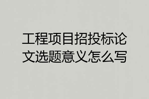 工程项目招投标论文选题意义怎么写