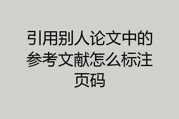 引用别人论文中的参考文献怎么标注页码