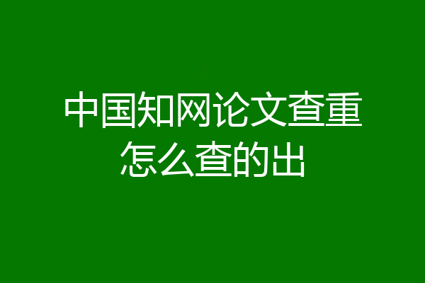 中国知网论文查重怎么查的出